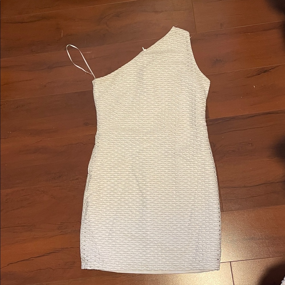 Chic One-Shoulder White Kids Dress